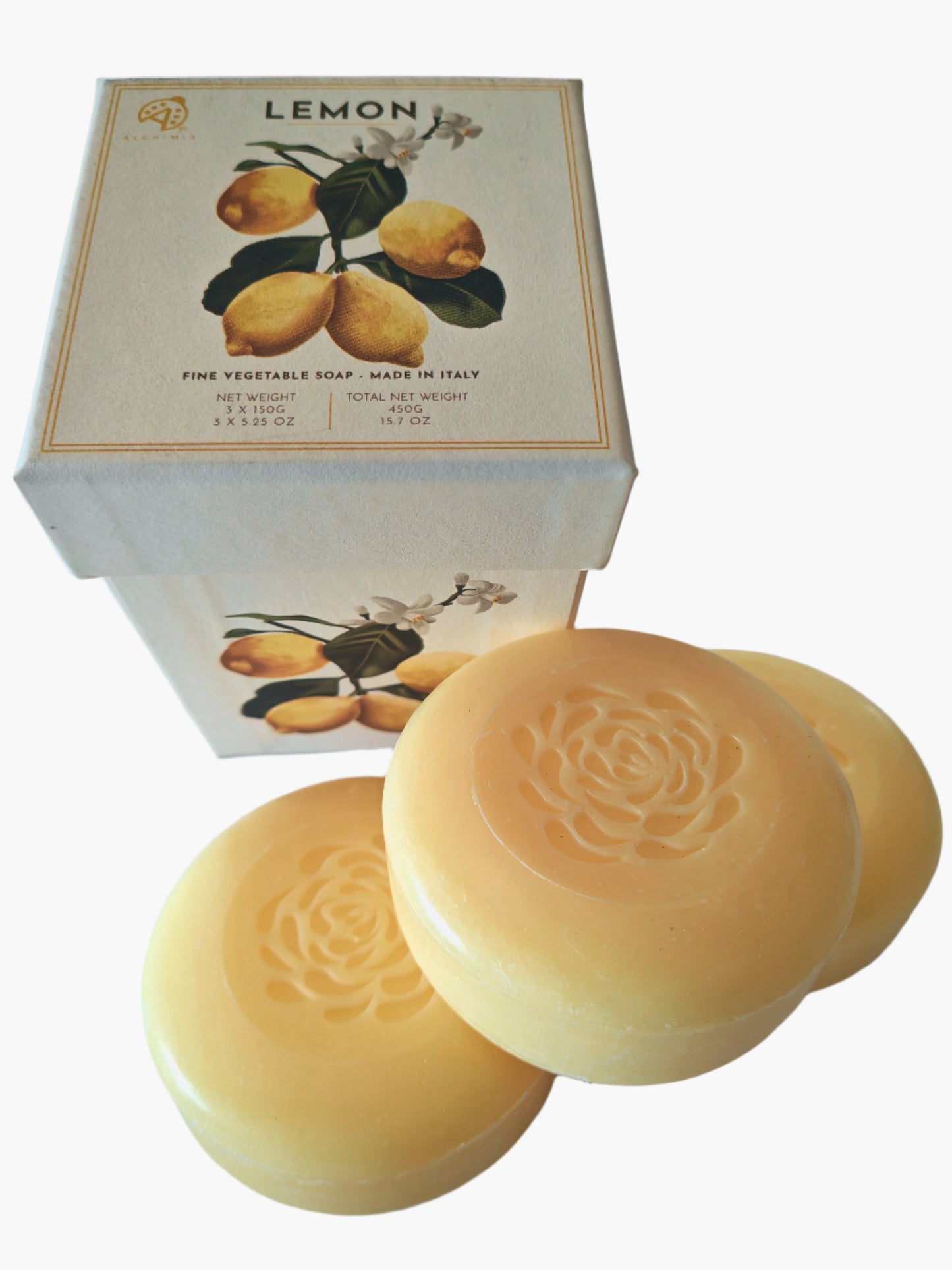 Alchimia Lemon Vegetable soap with 3x soaps in the box