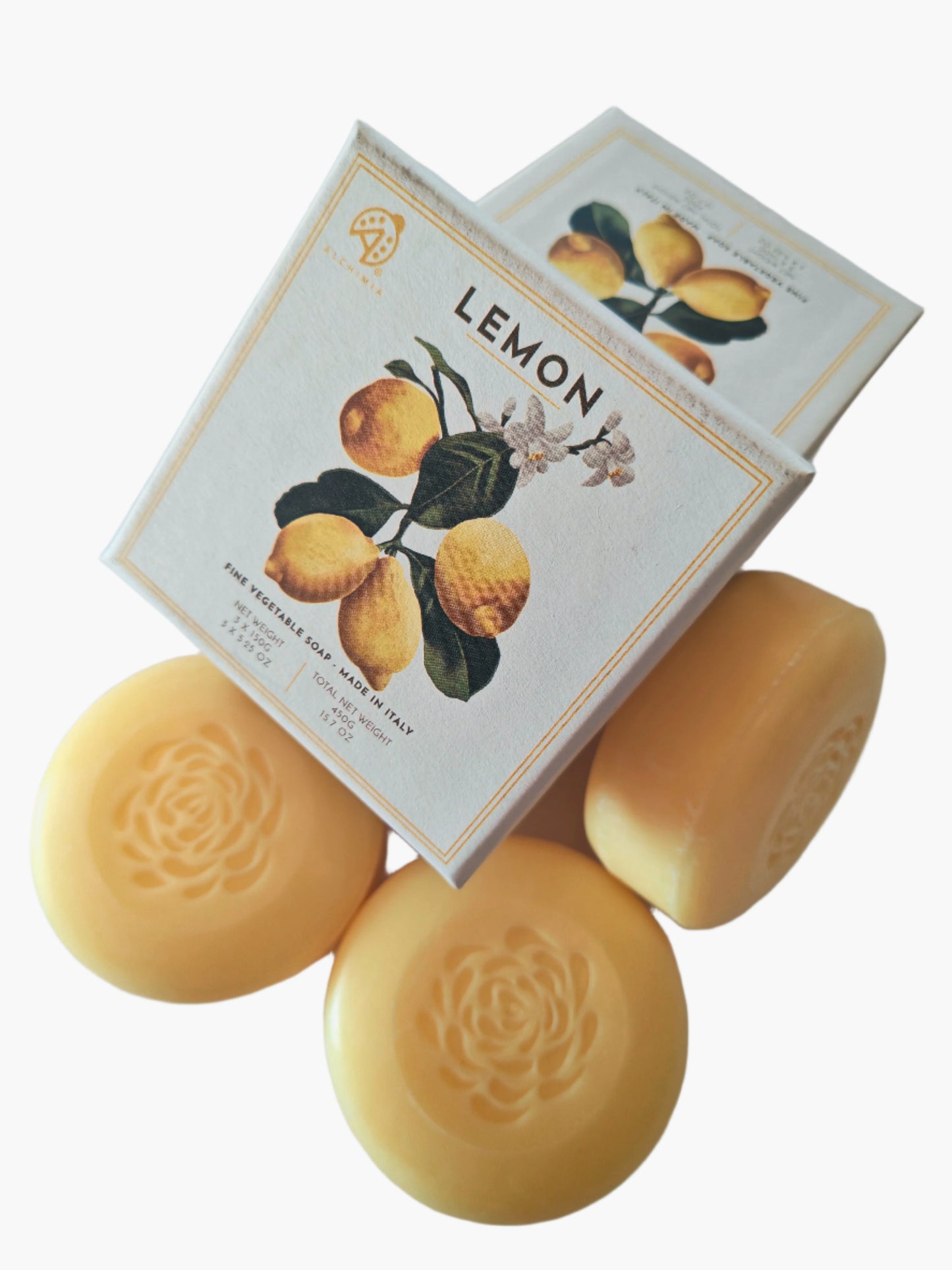Vegetable soap Alchimia box with 3 soaps/ available scents Rose, Citrus, Lemon & Olive oil