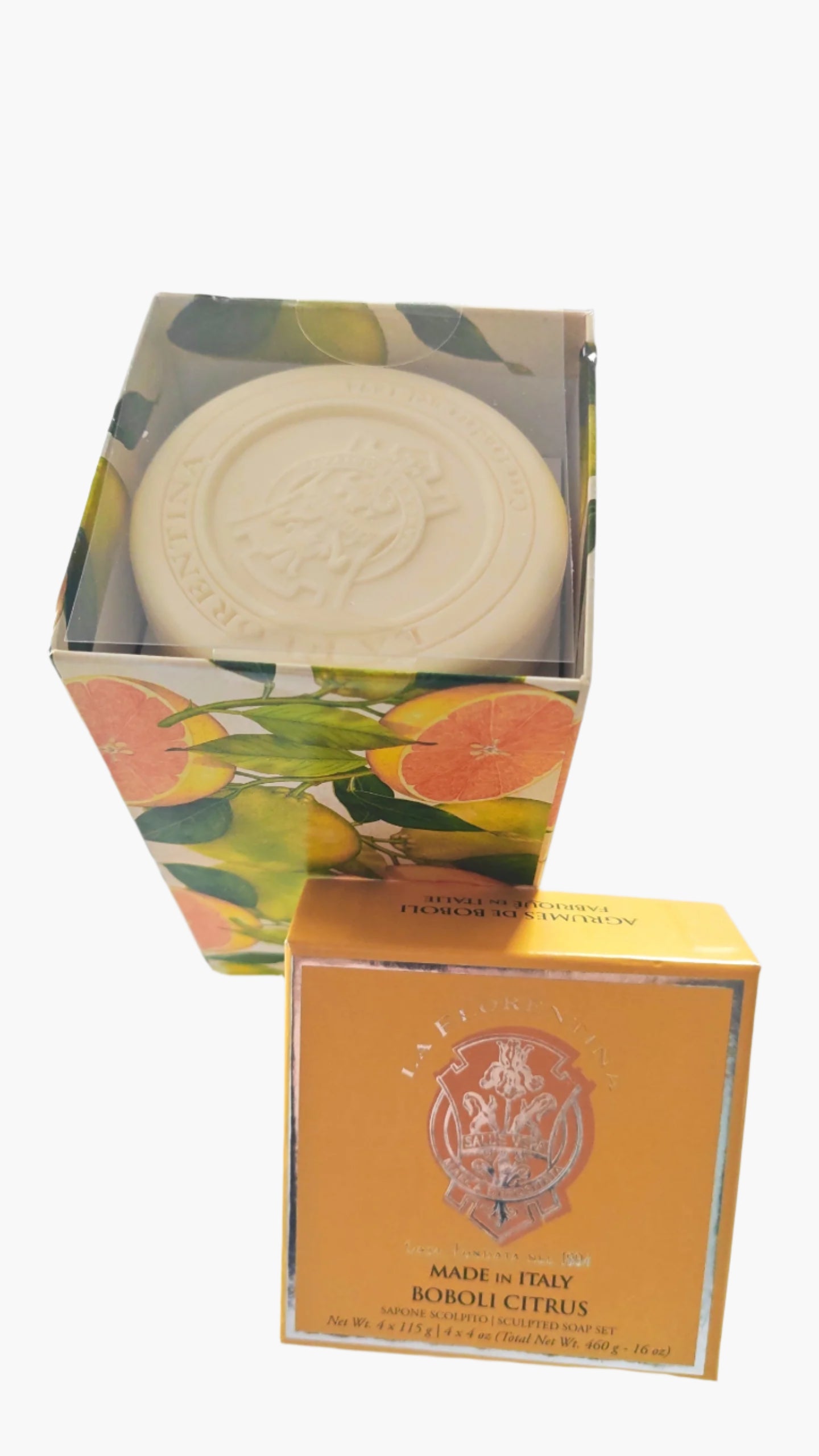 LA FLORENTINA CITRUS AGRUMES DE BOBOLI with shea butter and olive oil, box with 4 soaps