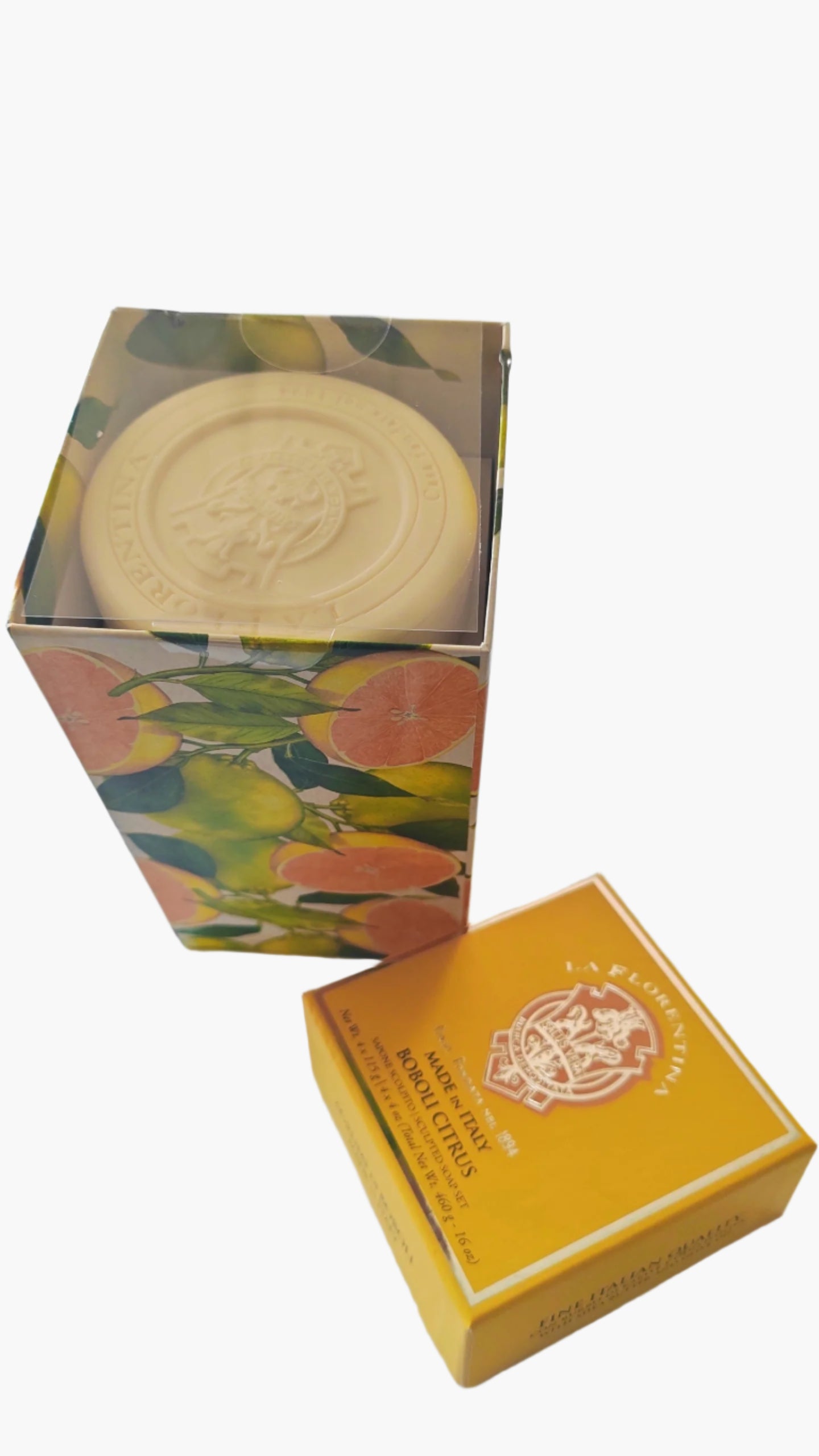LA FLORENTINA CITRUS AGRUMES DE BOBOLI with shea butter and olive oil, box with 4 soaps
