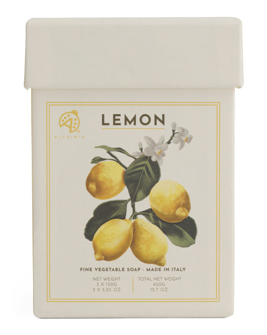 Alchimia Lemon Vegetable soap with 3x soaps in the box